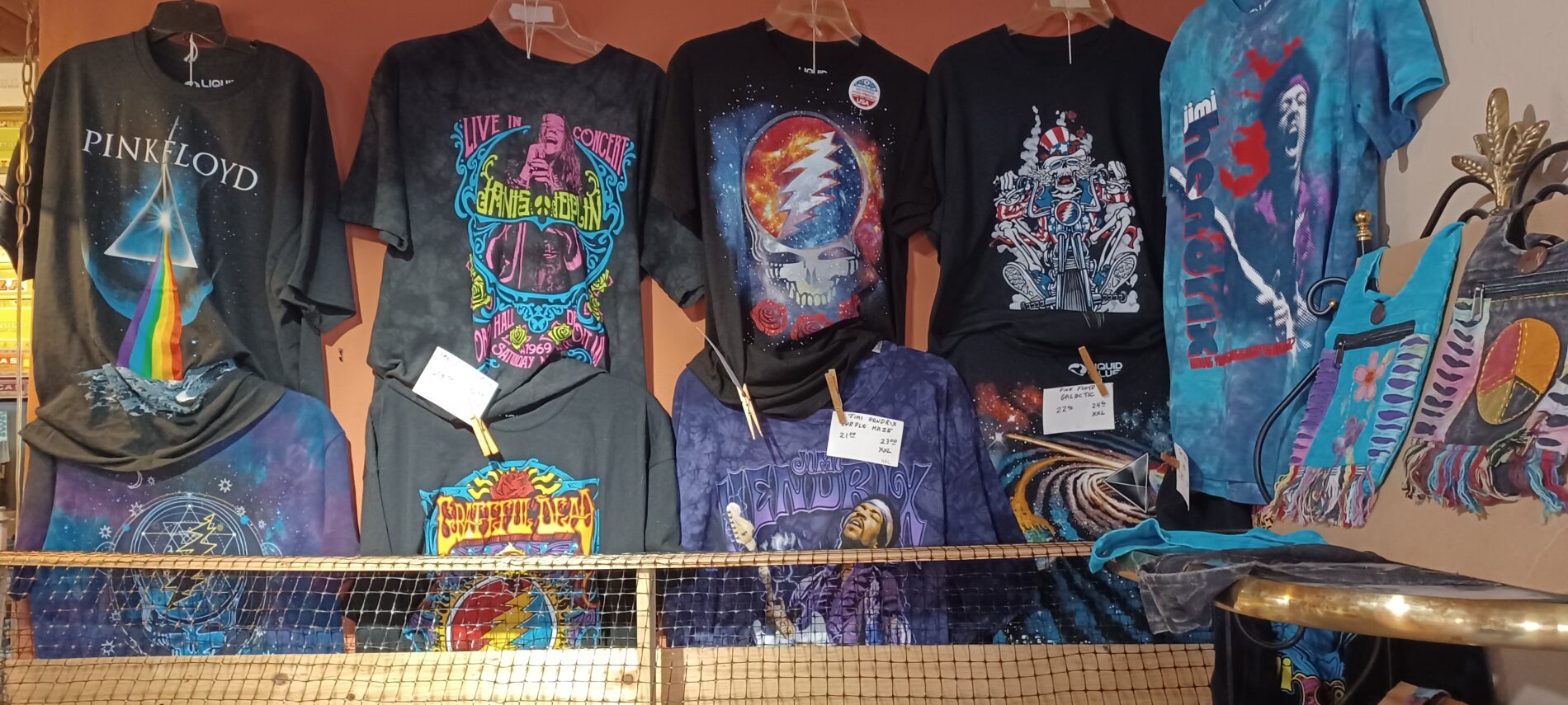 A display of t - shirts in a store.
